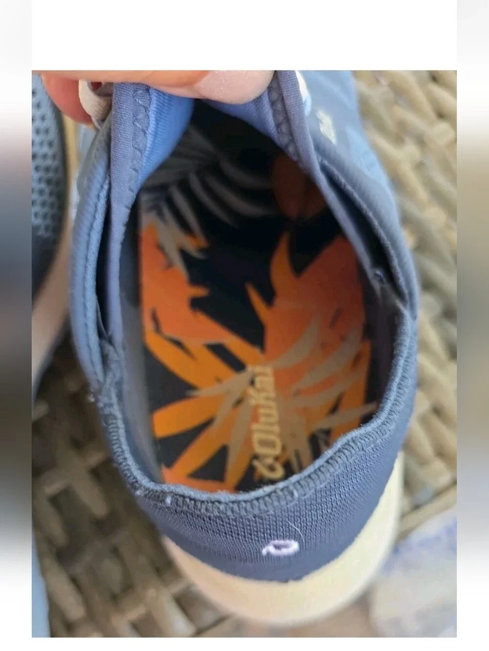 OluKai Womens Huia No Tie Slip On Trainer Sneaker Sz 8 Vintage Blue Sea Ice